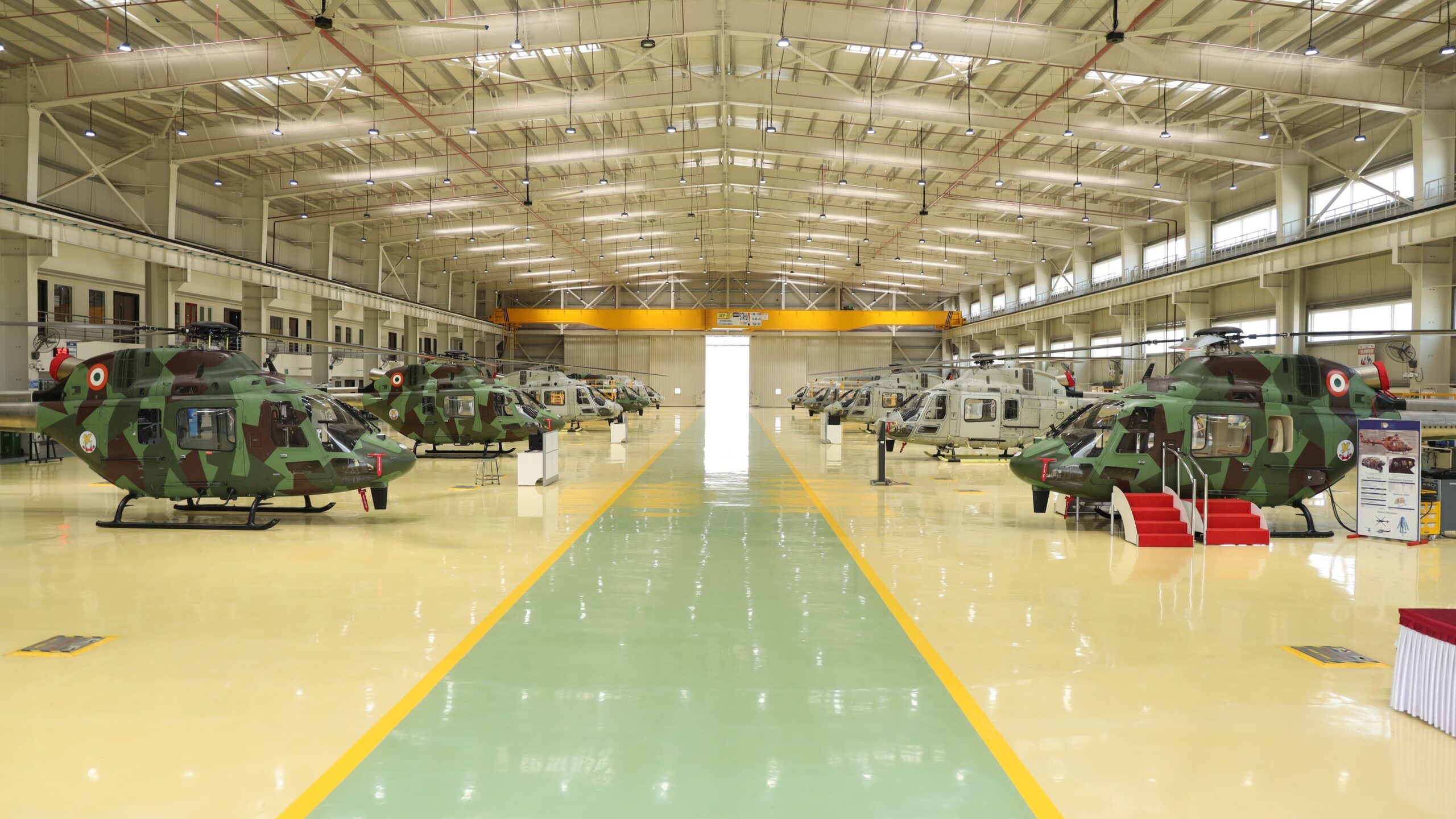 Inside the HAL helicopter factory in Tumakuru.