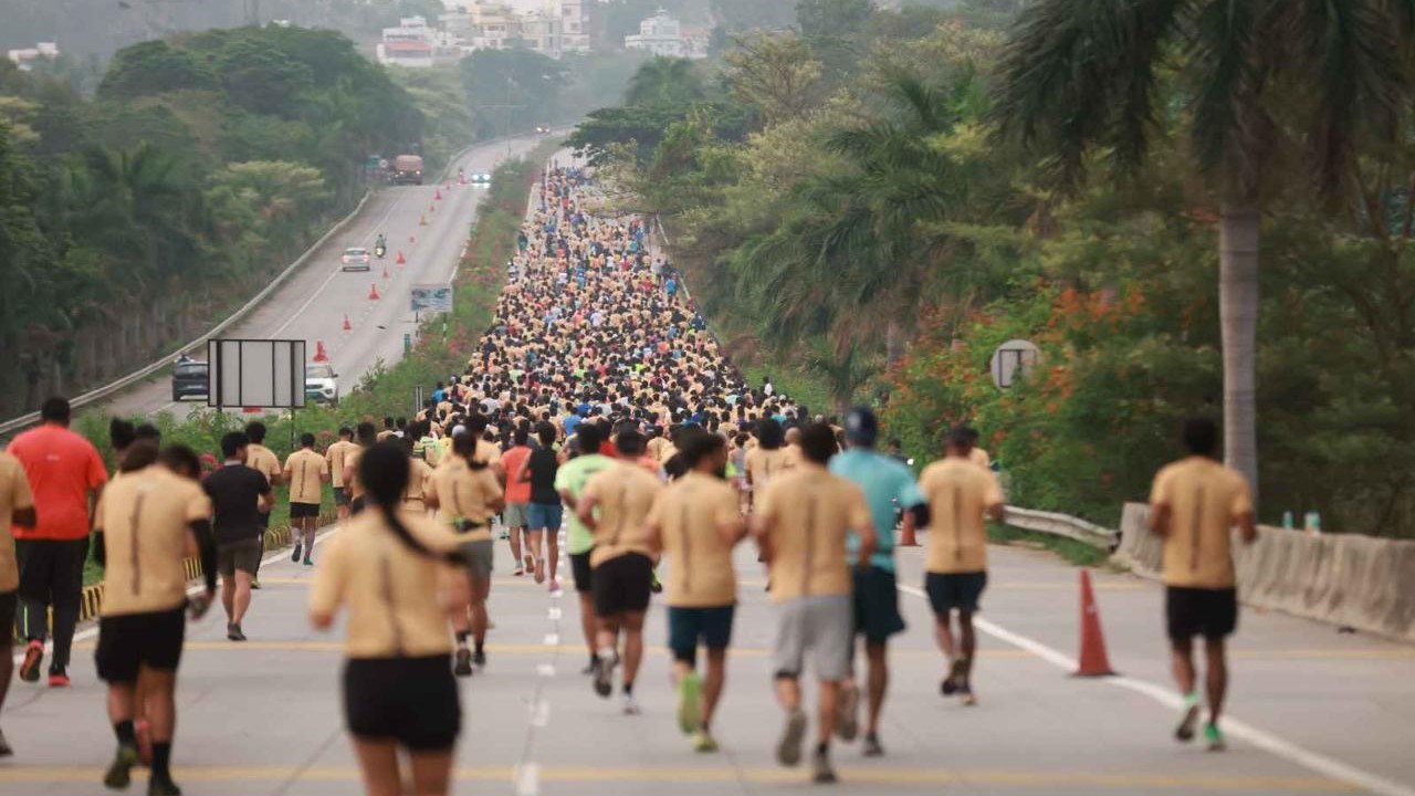 Runners in their elements at the Freedom Bengaluru Marathon on NICE Road.