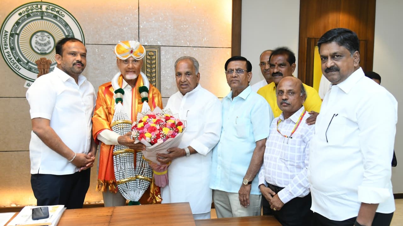Political leaders from Karnataka inviting Andhra Pradesh Chief Minister N Chandrababu Naidu and his minister for the event.