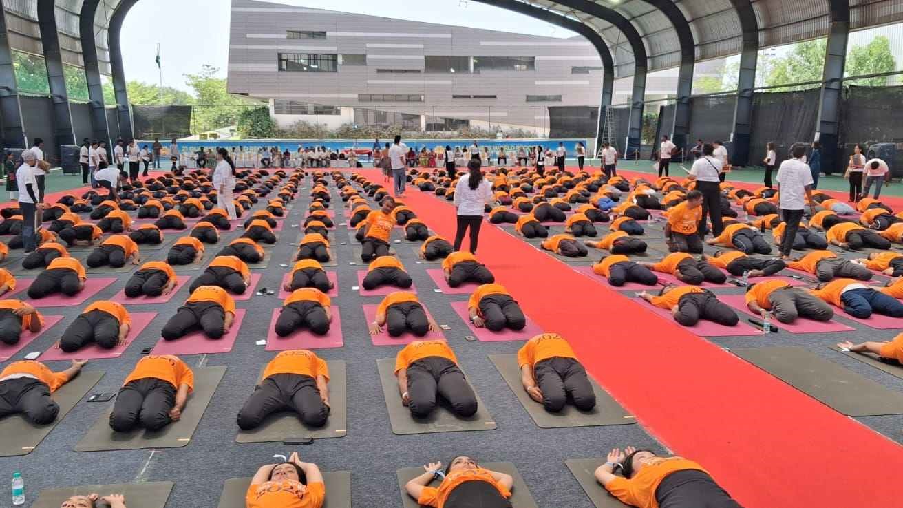 Yogis in action at the Akshar Yoga Kendraa in Bengaluru.