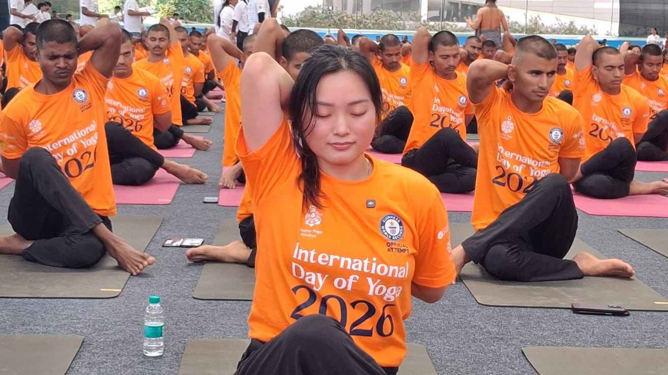 Yogis in action at the Akshar Yoga Kendraa in Bengaluru.