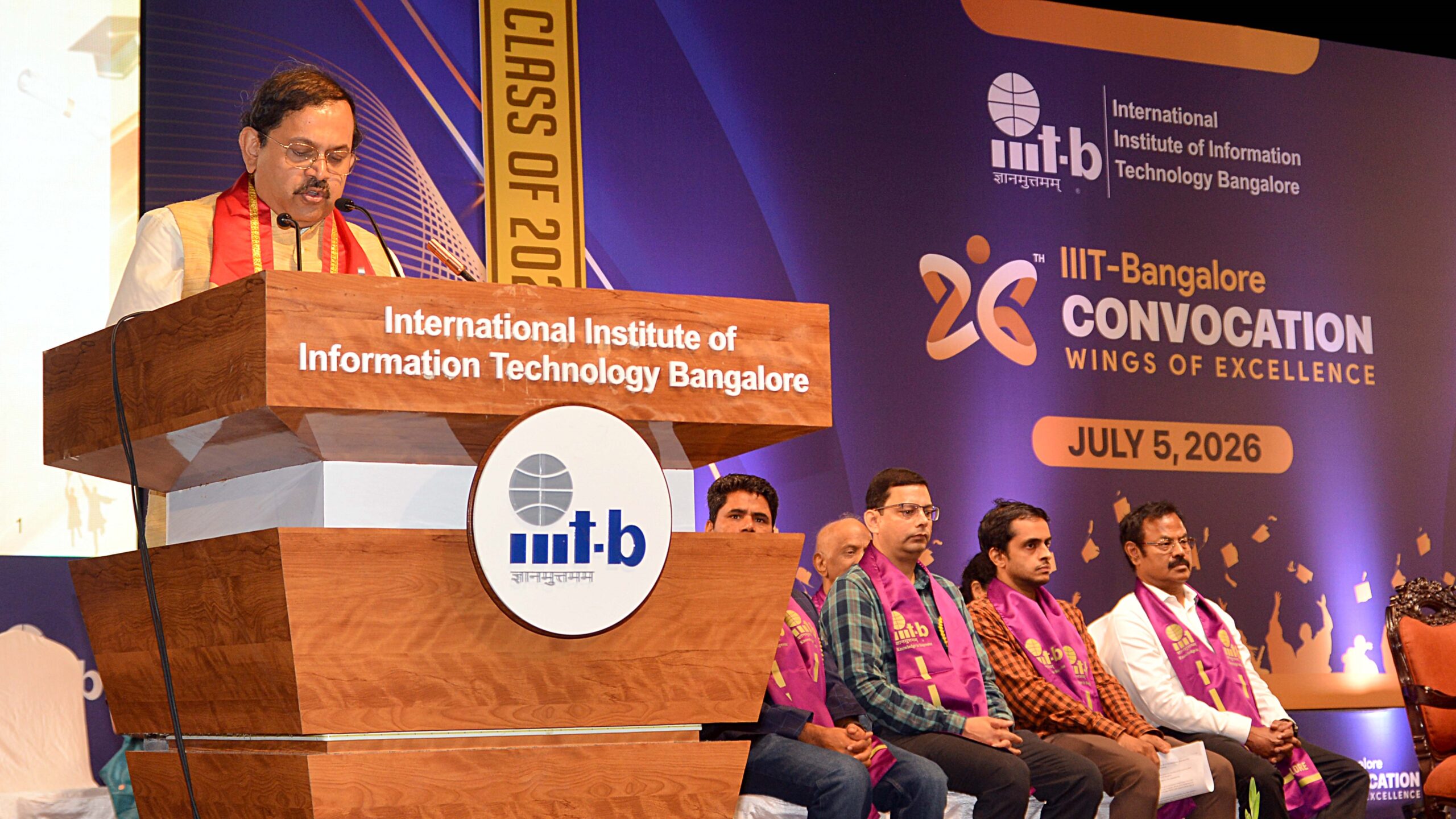 A speaker at the 26th convocation ceremony of IIIT-Bangalore.